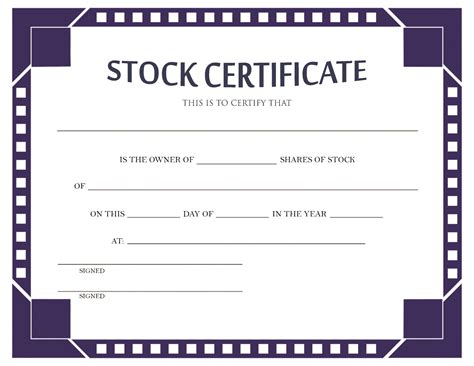 Editable Stock Certificate Template