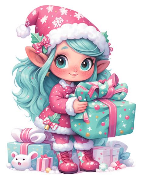 premium ai image cartoon christmas elf with presents generative ai