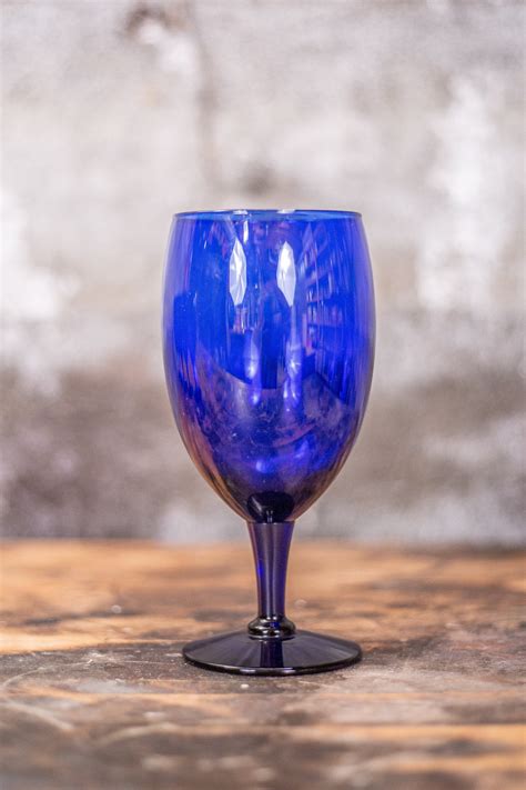 Vintage Cobalt Blue Water Goblets Blue Drinking Glasses Etsy