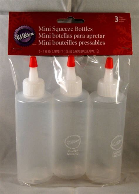 3 Wilton Mini Plastic Squeeze Bottles 4 Oz