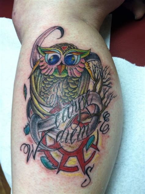 My Owl And Compass Carpe Diem Tattoo By Chris Bryan Of Eternal Legend Tattoo This Tattoo Has A