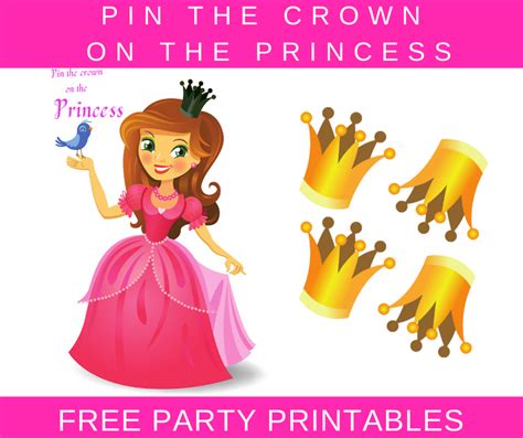 Pin The Crown On The Princess Free Printable Princess Party Activity