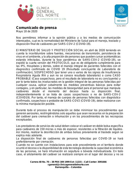 Comunicado De Prensa Mayo 18 De 2020 Copia 1 Pdf DocDroid