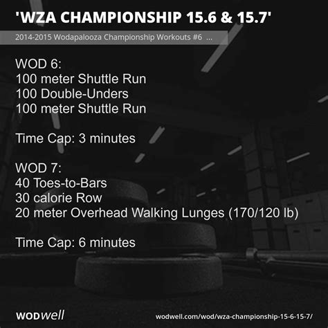 Wza Championship 156 And 157 Workout 2014 2015 Wodapalooza