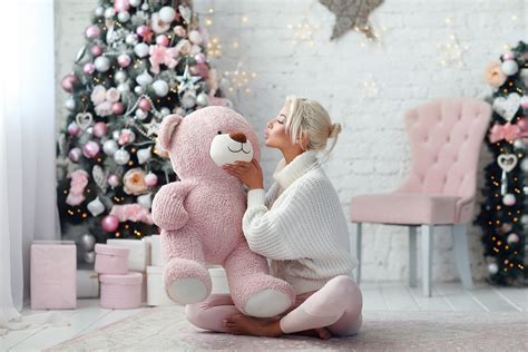 Tree Mood Pose Katerina Shiryaeva New Year Girl Bear Dmitry