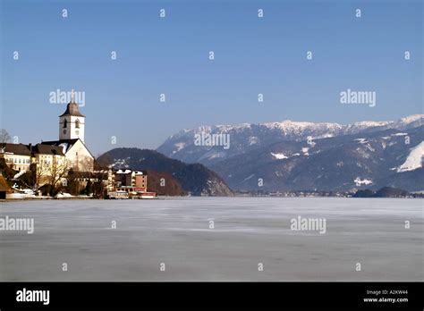 The Frozen Wolfgangsee Lake At St Wolfgang In Austria During The