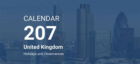 Year 207 Calendar United Kingdom