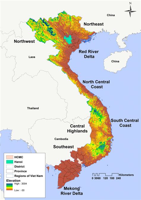 Map of Vietnam with administrative divisions and neighbouring countries ...