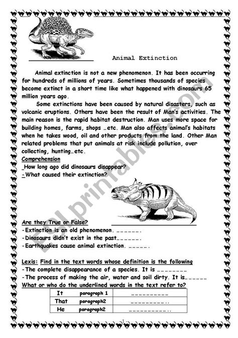 Animals Extinction Esl Worksheet By Zizou27300