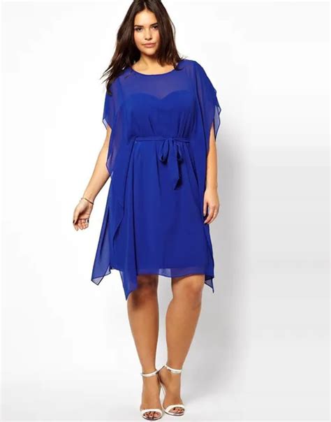 2016 Summer Style Sexy Women Chiffon Dress Plus Size 4xl 5xl 6xl Blue Mini Female Dresses Ladies