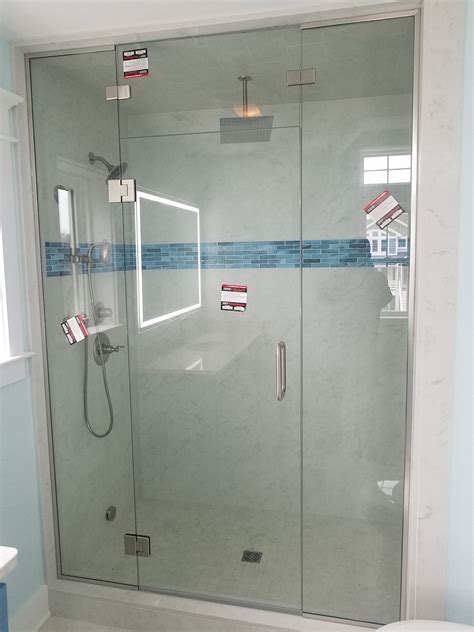 Frameless Heavy Glass Steam Shower Enclosure With Movable Transom To Control Steam Ventilation