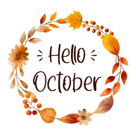 Hello October Vector Png Images Hello October With Ornate Of Leaves