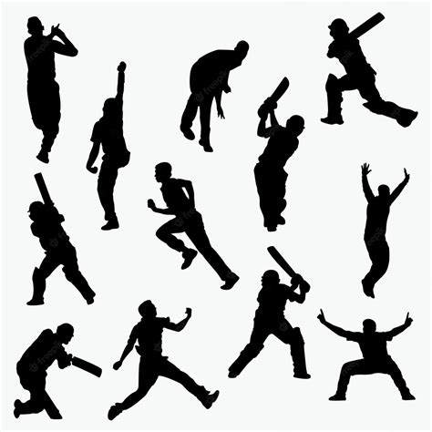 Premium Vector Cricket Players Silhouettes