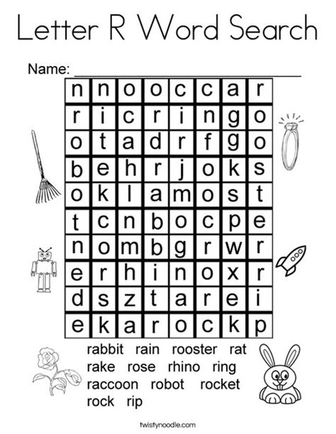Letter R Word Search Coloring Page Twisty Noodle
