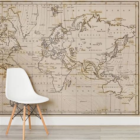 Neutral Colour World Map Wallpaper Mural Hovia Uk Map Wallpaper