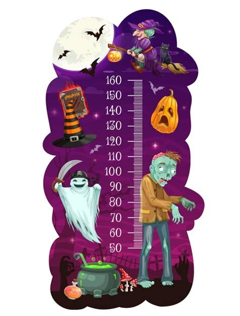Premium Vector Kids Height Chart With Cartoon Halloween Monsters