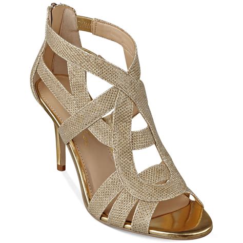 Marc Fisher Nala3 Mid Heel Evening Sandals In Gold Platino Lyst