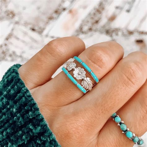 RTS THE Super Thin Ring Real Turquoise Jewelry Turquoise Wedding