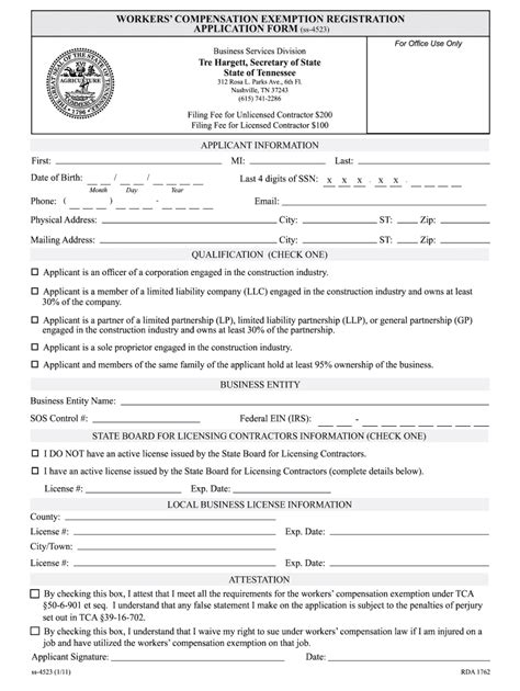 Workers Compensation Exemtion Form Printable Printable Forms Free Online