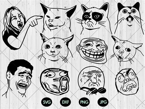 Funny Meme Face Svg Bundle Cat Meme Svg Dxf Png  Funny Cat