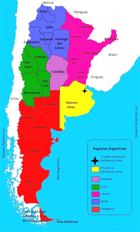 Mapa De Regiones Geográficas De Argentina Mapa De Argentina