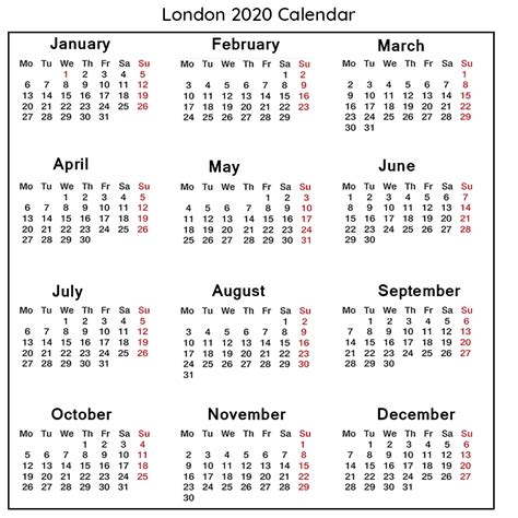 Printable Calendar 2020 Including Bank Holidays Calendar Template