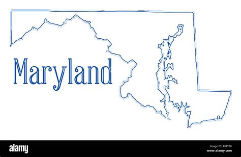 Outline Map Of The State Of Maryland Stock Photo Alamy