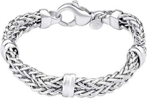SILVEGO GV02266B Women 925 Sterling Silver Bracelet Braided Chain