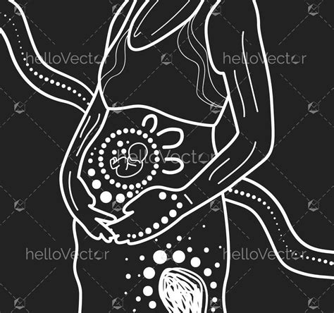 Aboriginal Black And White Pregnant Woman Art Illustration Download Graphics And Vectors