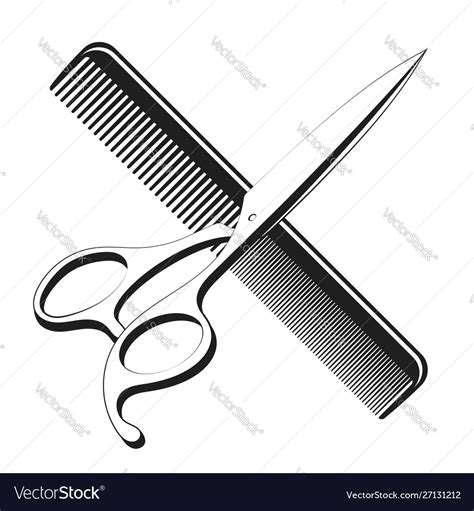 Scissors And Comb Silhouette For A Beauty Salon Vector Image