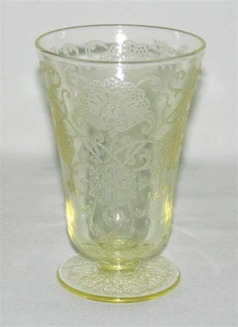 Hazel Atlas Glass Florentine No Poppy Yellow Footed Water Tumbler Ebay