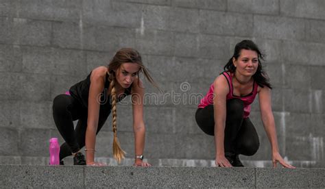 Two Sporty Girls Working Together Stock Photo Image Of Lifestyle Healthy