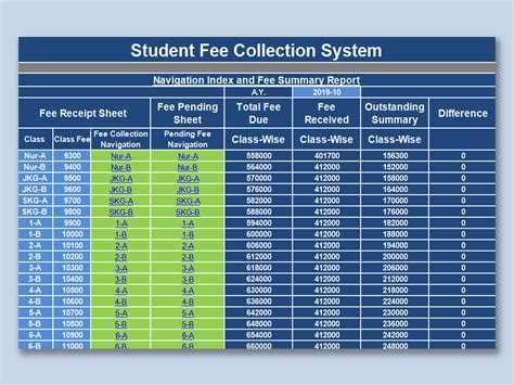 Excel Of Student Fee Collection Systemxlsx Wps Free Templates