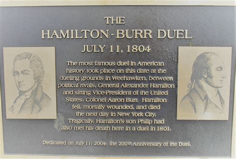 Weehawken Dueling Grounds And The Aaron Burr Vs Alexander Hamilton Duel Historical Marker Clio