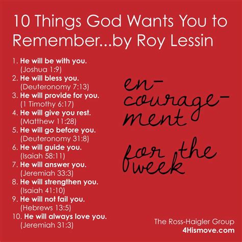 Roy Lessin For The Week Ahead 10 Things God Wants You To