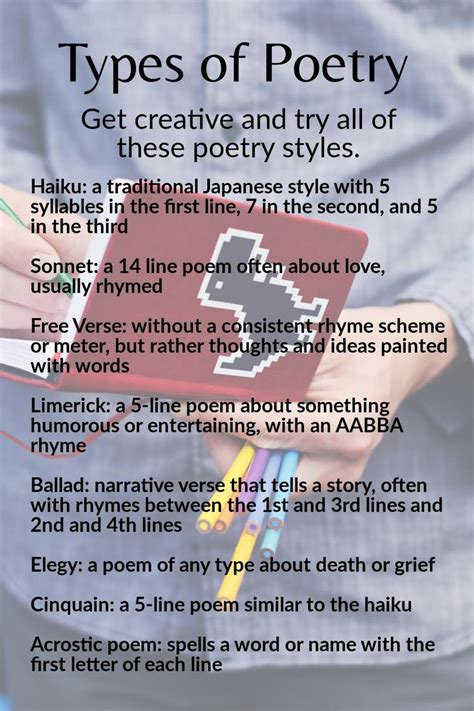 8 Types Of Poetry Poetry Poetry Lessons Types Of Poems