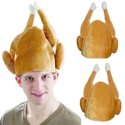 New Plush Roasted Thanksgiving Turkey Hat Novelty Cooked Chicken Bird