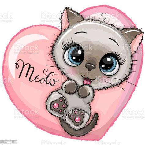 Cute Cartoon Kitten With Big Eyes Stock Illustration Download Image