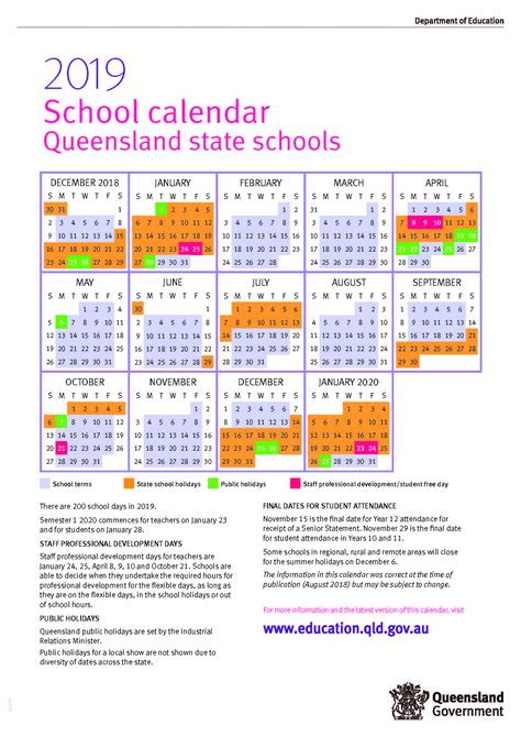 Catch 2020 School Calendar Qld State Schools Calendar Printables Free