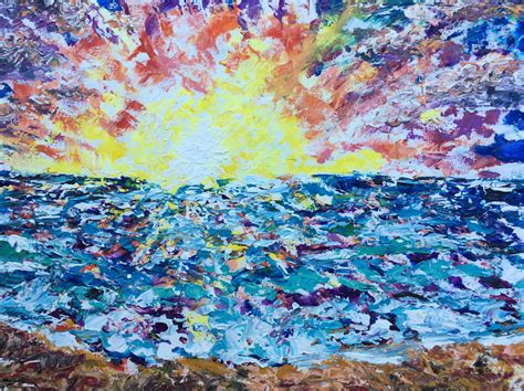 Impasto Sunset Acrylic On Canvas