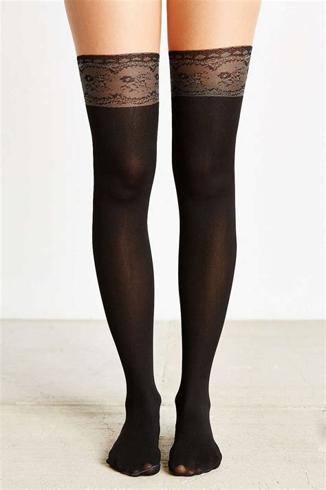 Lacey Faux Thigh High Tight Urban Outfitters Thigh High Tights Thigh Highs High And Tight