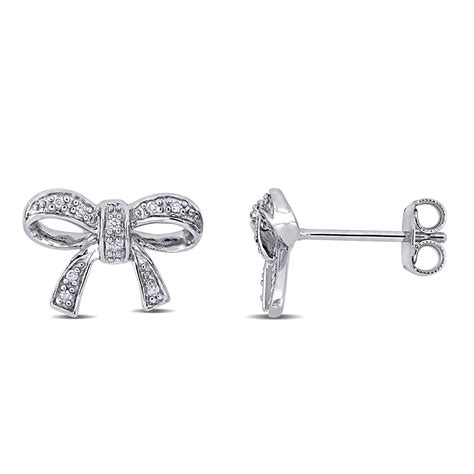 Diamond Bow Stud Earrings In Sterling Silver Delmar Jewelers
