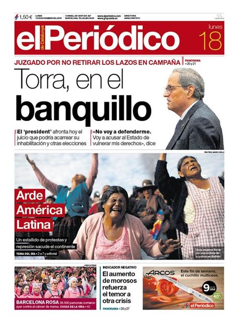 Prensa Hoy Portadas De Los Periódicos Del 18 De Noviembre Del 2019
