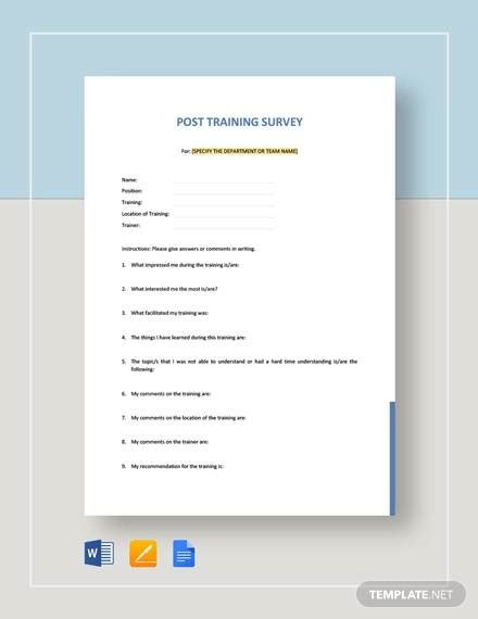 sample training survey templates  google docs