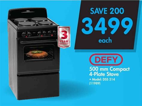 Defy 500 Mm Compact 4 Plate Stove Offer At Makro