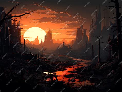 Premium Ai Image Apocalyptic Cityscape Witness The Aftermath Of A