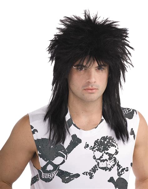 80s Rock Idol Rock Star Black Unisex Punk Rocker Wig Hair Costume