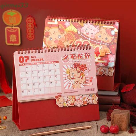 Qinmei 2024 Calendar Chinese Dragon New Year Agenda Organizer Desktop