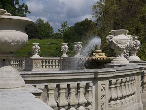 Classic art deco garden urn. Classic Ornate Garden Urns on Ledge of Ballastrades in ...
