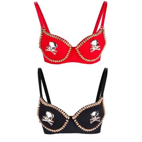 Punk Gothic Bralette Gold Skull Stud Brassiere Sexy Bras For Women S Underwear Burlesque Push Up
